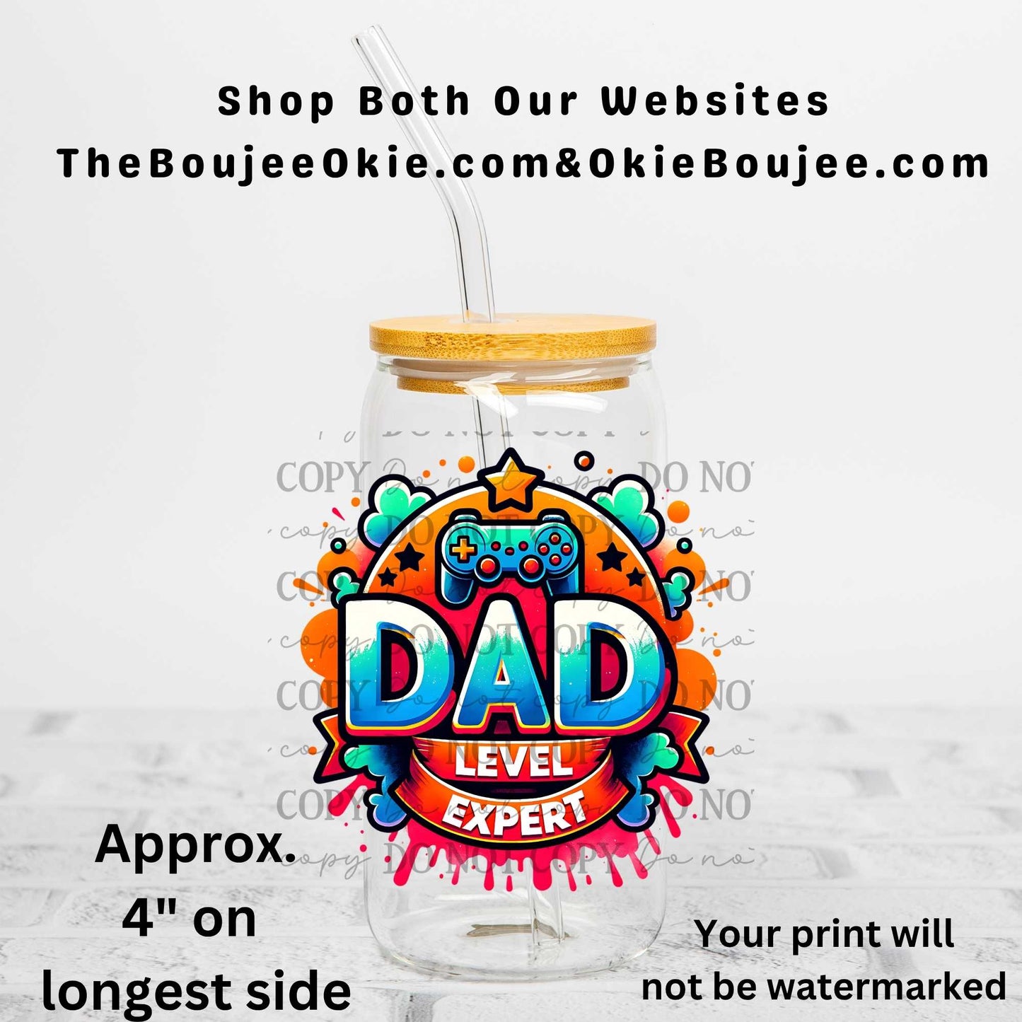 Gaming Dad Level Expert Uv Dtf Decal Double Sided