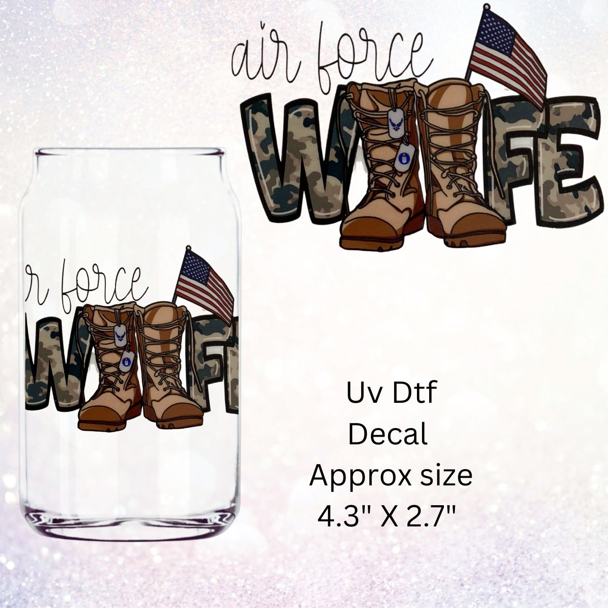 Uv Dtf  Decal Air Force Wife