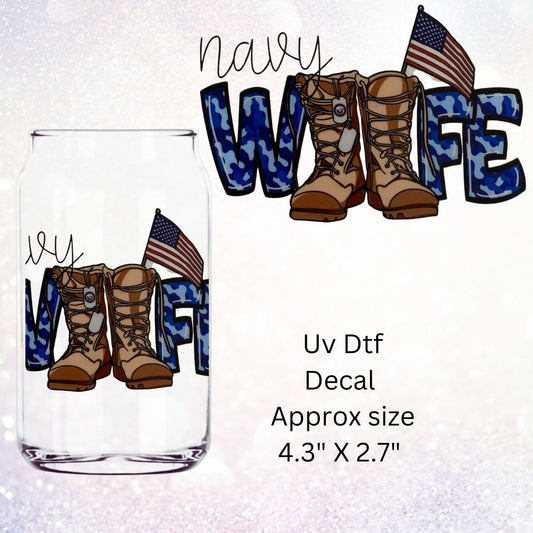 Uv Dtf  Decal Navy Wife