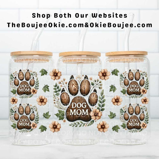 Dog Mom Paw Prints Uv Dtf Cup Wrap Double Sided