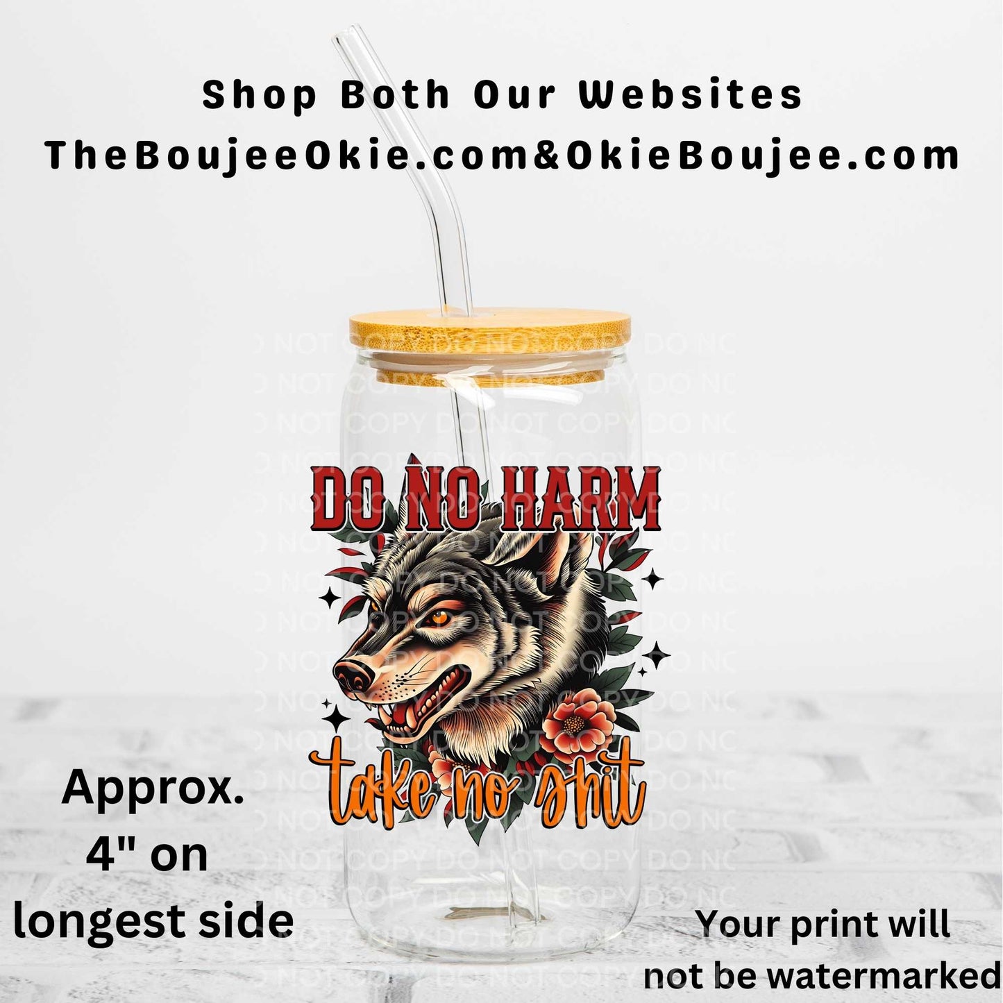 Do No Harm Take No Shit Uv Dtf Decal Double Sided