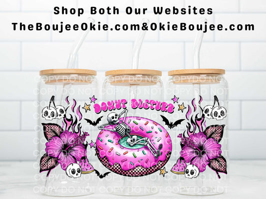 Donut Pool Float Skeleton Donut Disturb Uv Dtf Wrap Double Sided