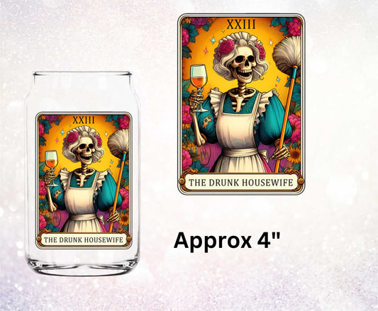 The Drunk Housewife Tarot Card Double-Sided UV DTF Decal