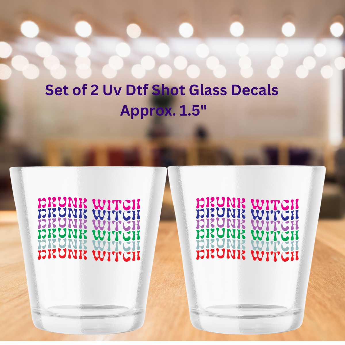 Drunk Witch Double-Sided UV DTF Shot Glass Decals