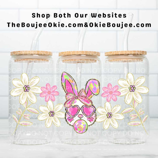 Bubble Blowing Easter Bunny UV DTF Double-Sided Wrap – 16oz Glass Can & Tumbler Design