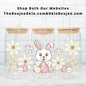 Easter Bunny Light Florals UV DTF Double-Sided Wrap – 16oz Glass Can & Tumbler Design
