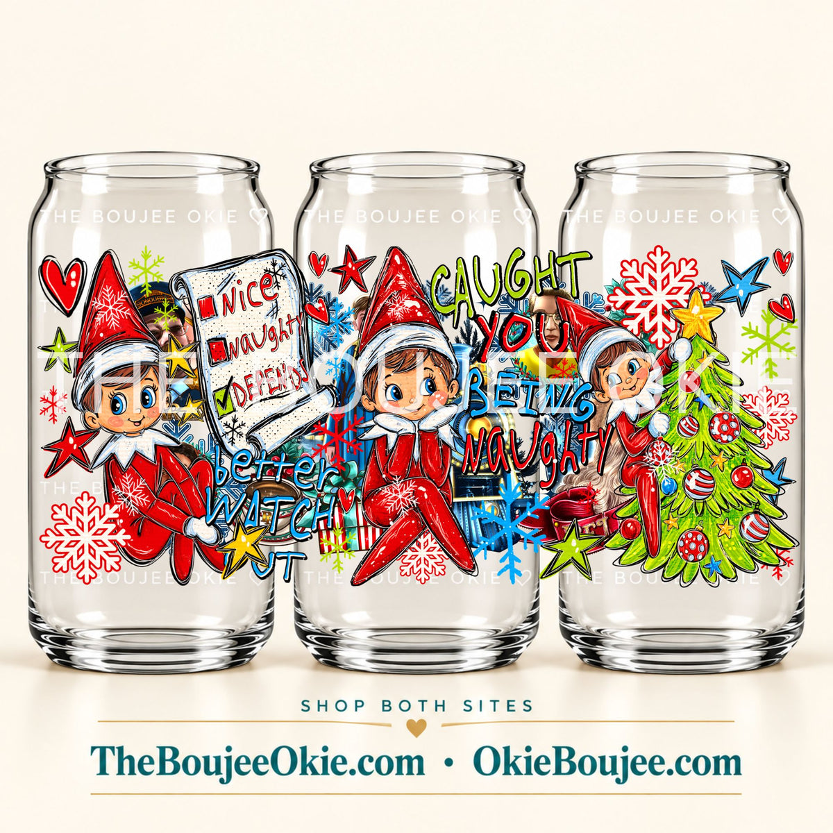 Caught You Being Naughty Elf Double Sided Uv Dtf Wrap