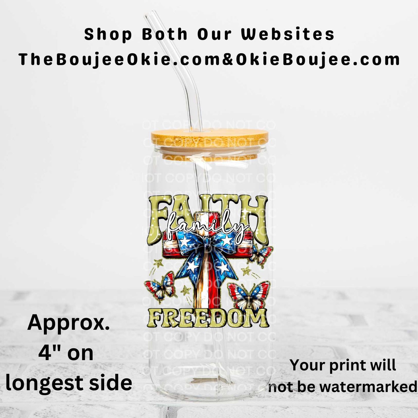 Faith Family Freedom Uv Dtf Decal Double Sided
