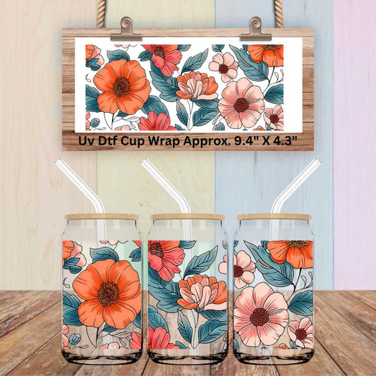 UV Dtf Wrap Fall Florals | Double Sided | Flowers