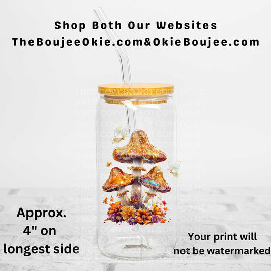 Beautiful Fall Mushrooms Uv Dtf Decal