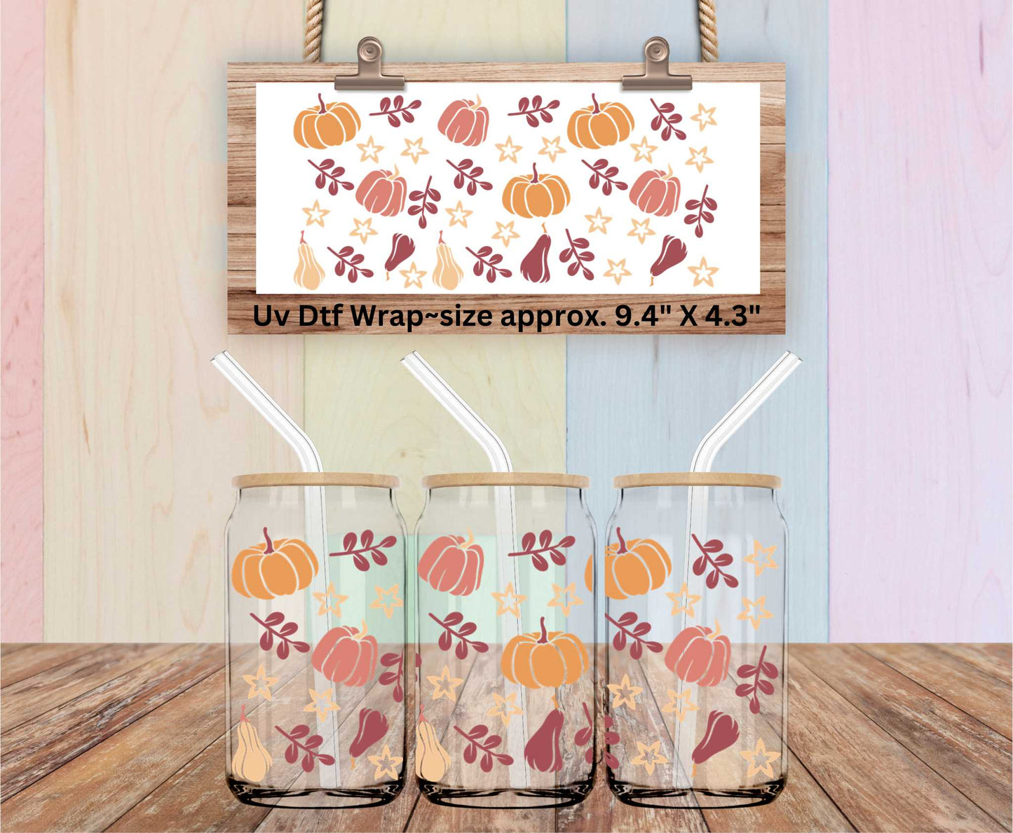 Fall Pumpkins & Gourds Double Sided Uv Dtf Wrap Halloween