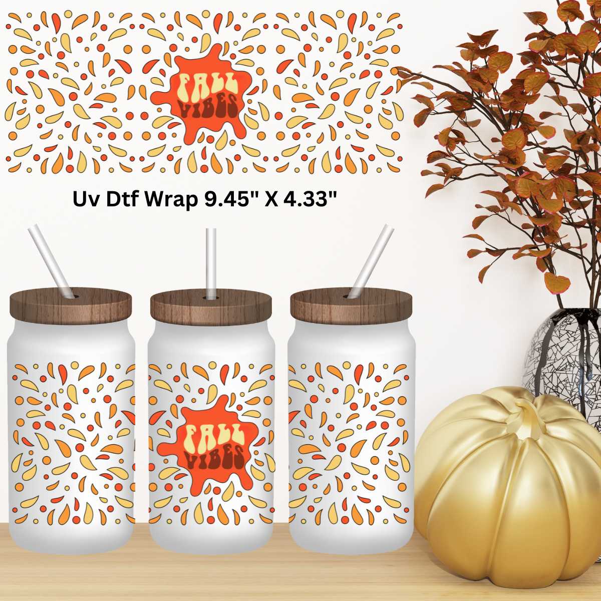 Fall Vibes Double-Sided UV DTF Cup Wrap