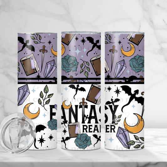 Fantasy Reader 20oz Skinny Tumbler Sublimation Print