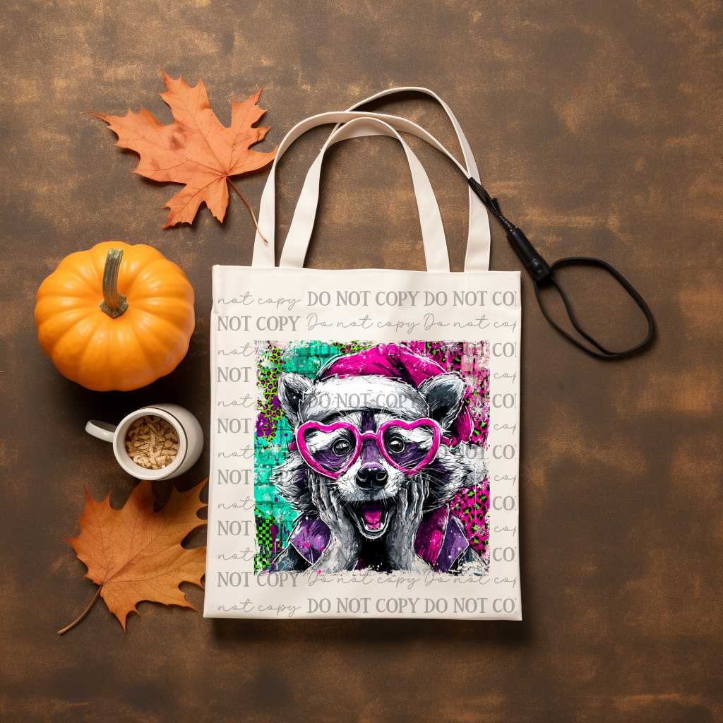 Feral Christmas Raccoon Tote Bag Sublimation Print