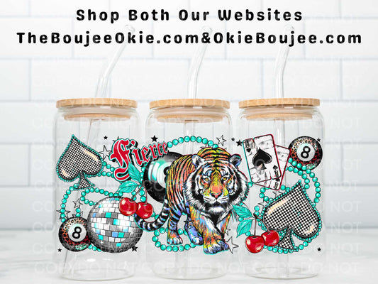 Aces & 8's Western Turquoise Tiger Double Sided Uv Dtf Wrap