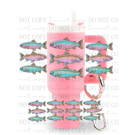 Colorful Fish Uv Dtf Wrap For Mini Tumbler Keychains