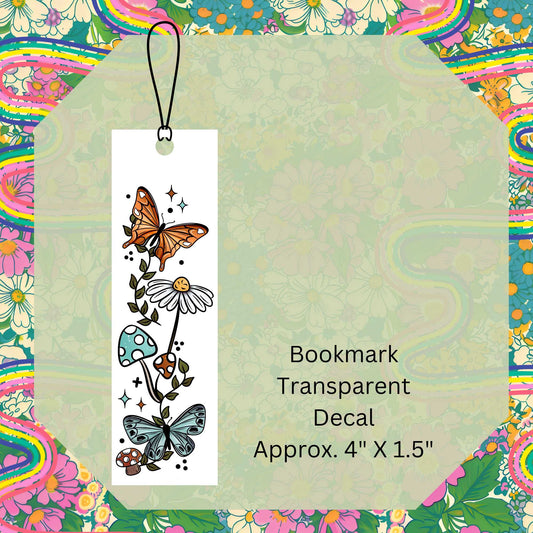 Butterflies & Mushrooms Single-Sided UV DTF Bookmark Decal