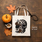 Fall Floral Checkered Skull Tote Bag Sublimation Print