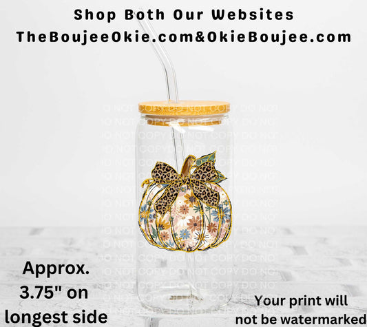 Floral Pumpkin Uv Dtf Decal