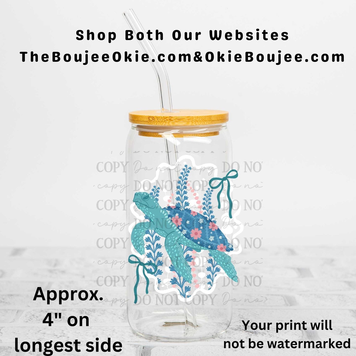 Under The Sea Turtle Uv Dtf Decal Double Sided