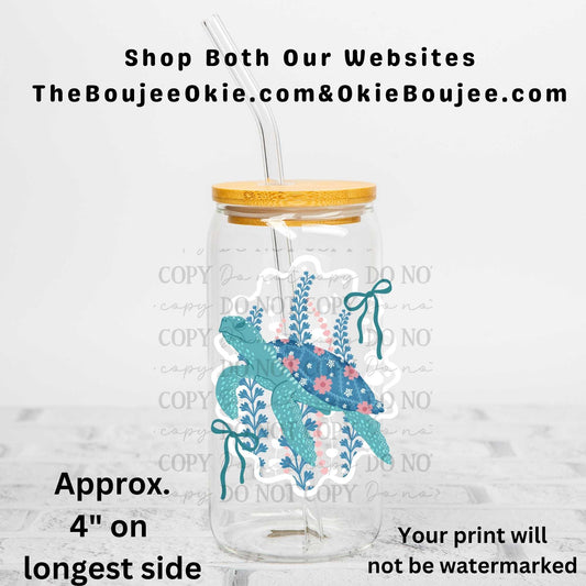 Under The Sea Turtle Uv Dtf Decal Double Sided