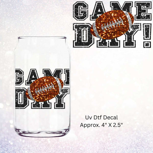 UV Dtf Decal Faux Black Sequin Game Day | Double Sided | Football