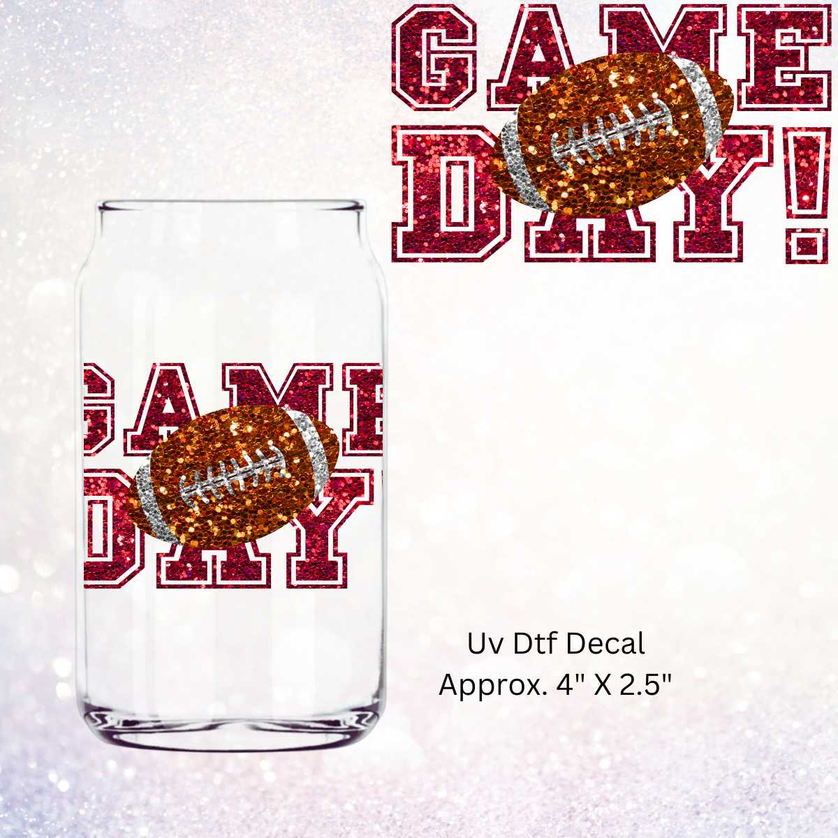 UV Dtf Decal Faux Red Sequin Game Day | Double Sided | Football