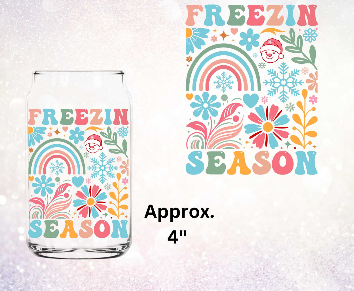 Freezin Season Double Sided Uv Dtf Decal Boho Floral