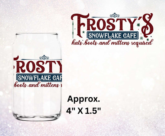 Frosty's Snowflake Cafe Double Sided Uv Dtf Decal