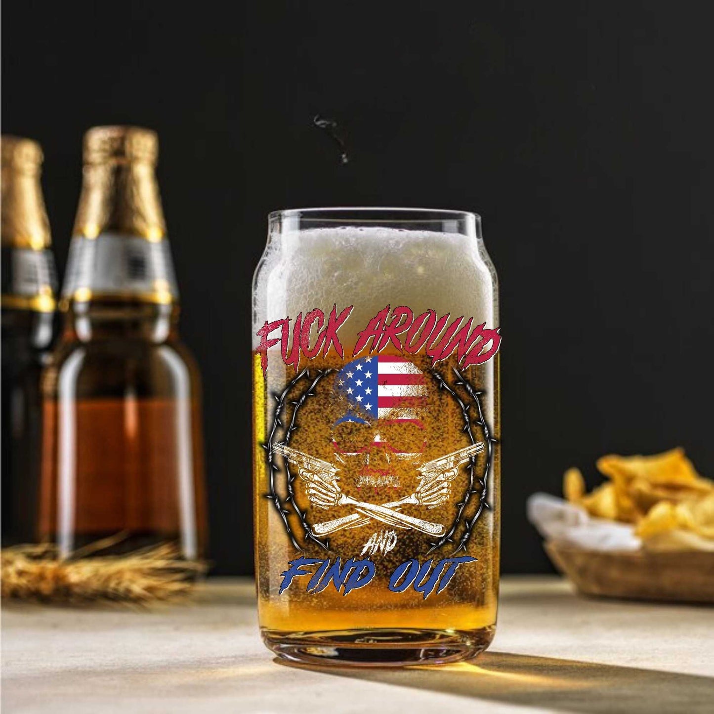 FAFO F*** Around And Find OUt Patriotic Skull Uv Dtf Decal Double Sided