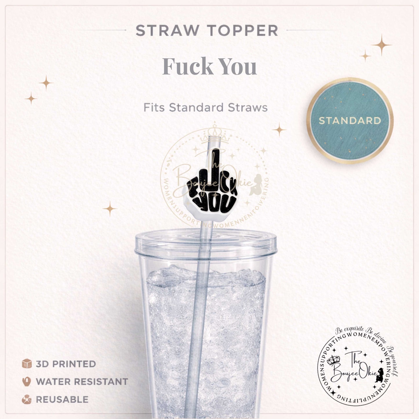 Fuck You Middle Finger Straw Topper For Standard Straws