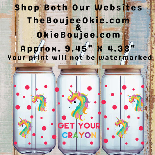 Get Your Crayon Unicorn Double Sided Uv Dtf Wrap