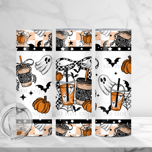 Halloween Ghostie Coffees 20oz Skinny Tumbler Sublimation Print