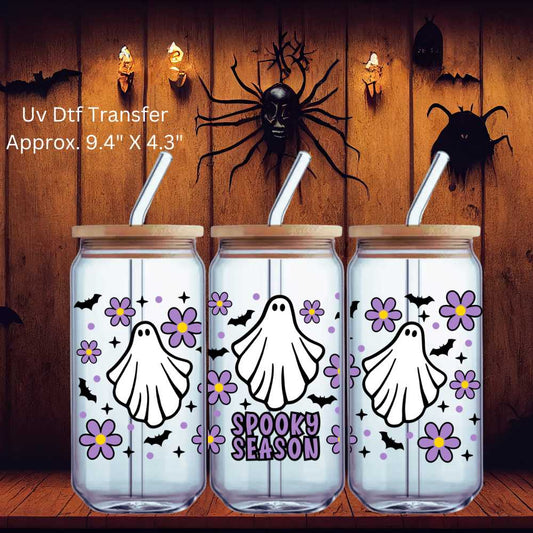 Uv Dtf Wrap Disco Spooky Season Ghosts & Bats | Double Sided Uv Dtf | Halloween