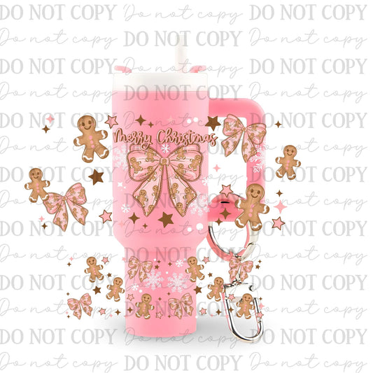 Gingerbread & Bows Uv Dtf Wrap For Mini Tumbler Keychains