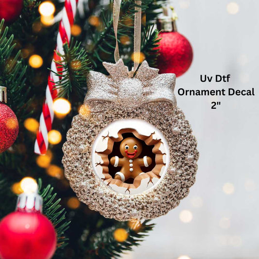 Gingerbread Man Christmas Ornament or Magnet Double-Sided UV DTF Decal