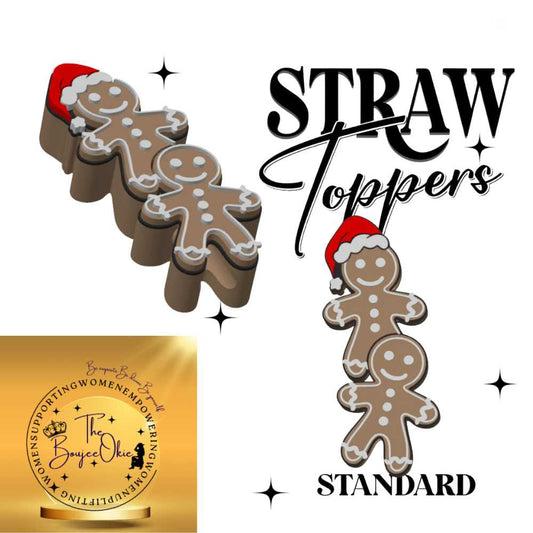 Christmas Gingerbread Straw Topper For Standard Straws