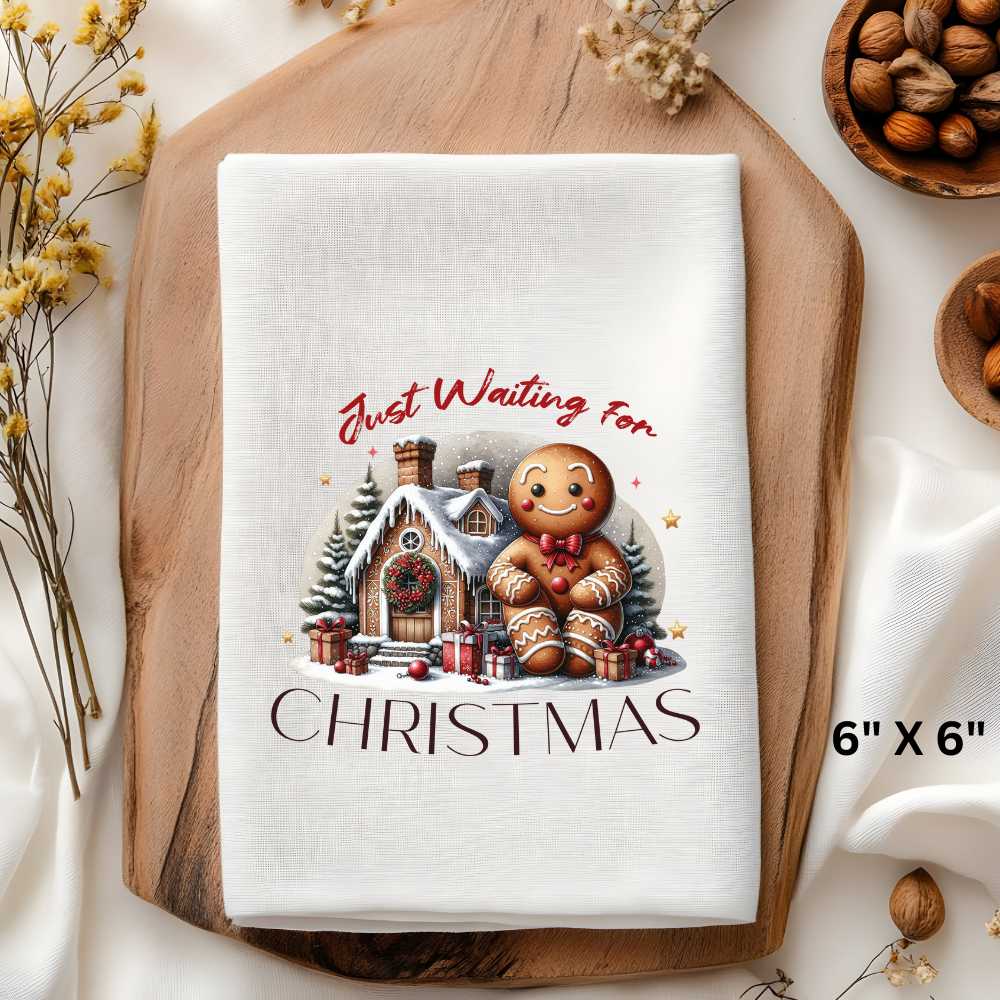 Gingerbread Man Just Waiting For Christmas Sublimation Print Choice of 2 sizes