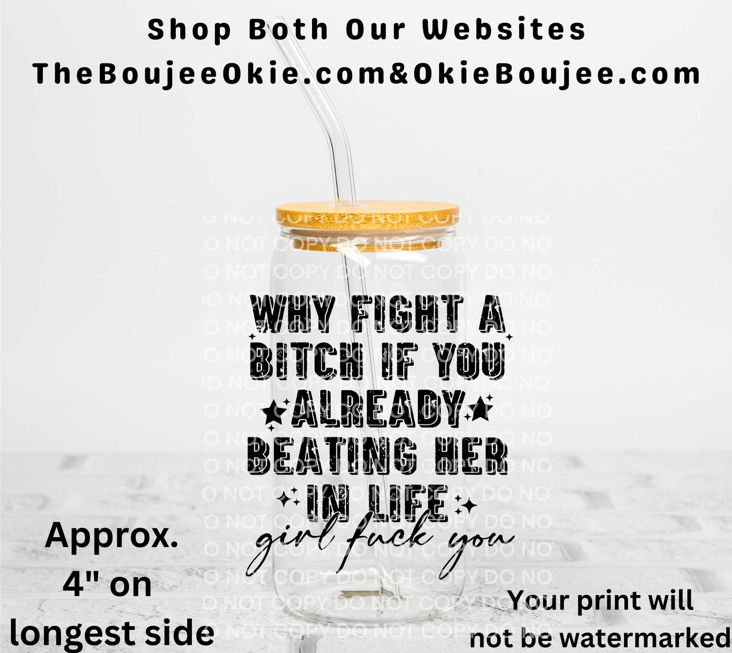 Why Fight A Bitch... Girl Fuck You UV DTF Decal