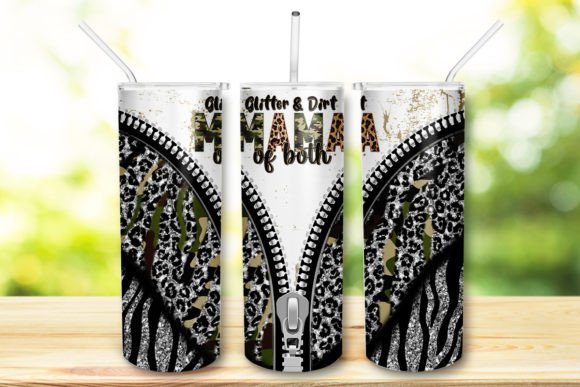 Glitter & Dirt Mama Of Both 20oz Skinny Tumbler Sublimation Print