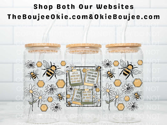 Positive Phrases & Bees Double Sided Uv Dtf Wrap