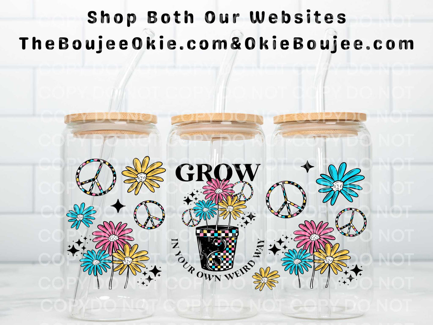 Grow In Your Own Weird Way Double Sided Uv Dtf Cup Wrap