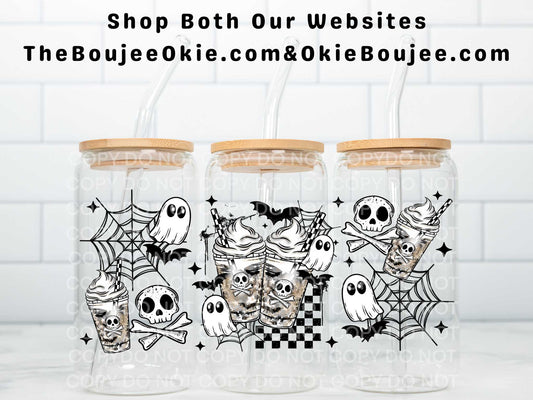 Spooky Ghosts Coffees Uv Dtf Wrap Double Sided