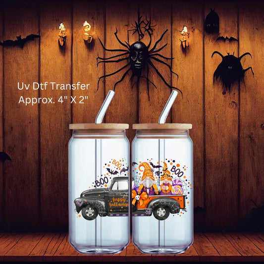 UV Dtf Decal Halloween Gnomes Happy Halloween Black Truck  | Double Sided