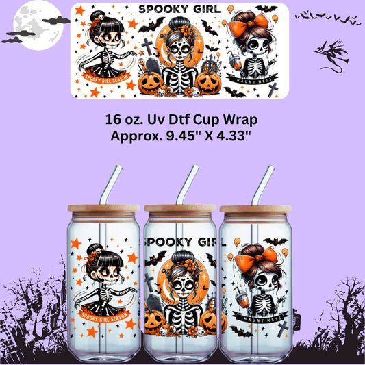 Spooky Girl Double Sided Uv Dtf Wrap Halloween