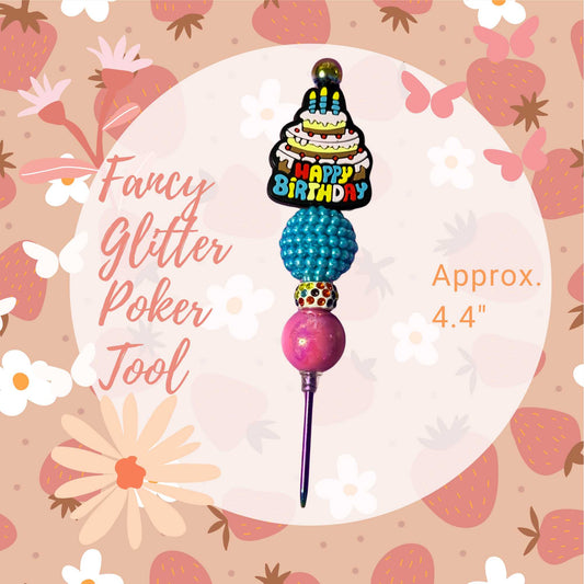 Fancy Beaded Glitter Poker Tool-Happy Birthday