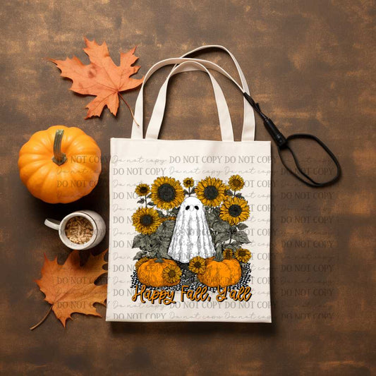 Happy Fall Y'All Tote Bag Sublimation Print