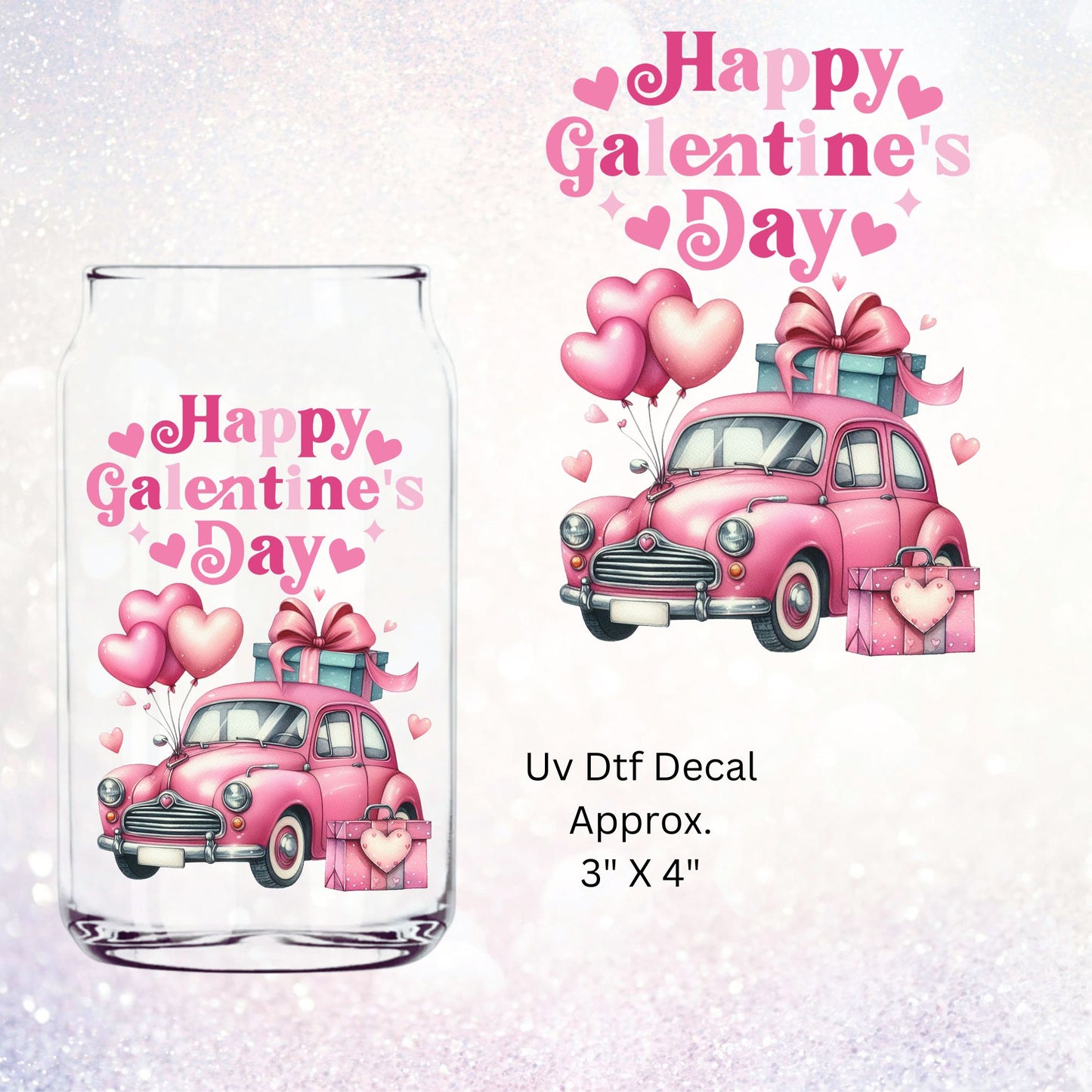 Uv Dtf Decal Happy Galentine's Day | Love Bug edition