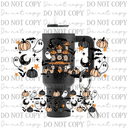 Haunted House Uv Dtf Wrap For Mini Tumbler Keychains
