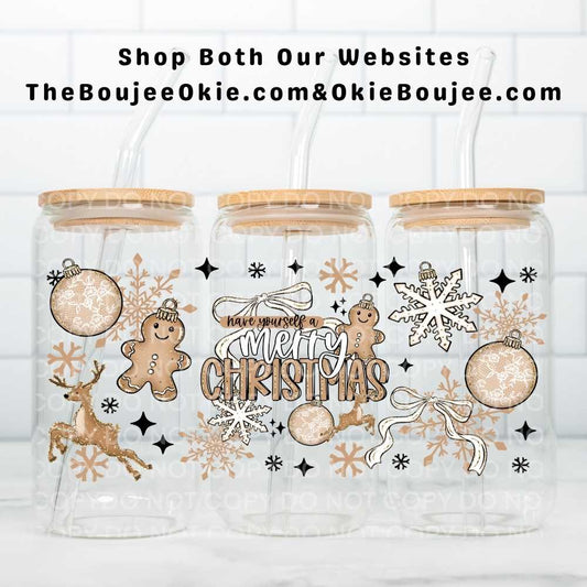 Have Yourself A Merry Christmas Gingerbread & Ornaments Uv Dtf Wrap